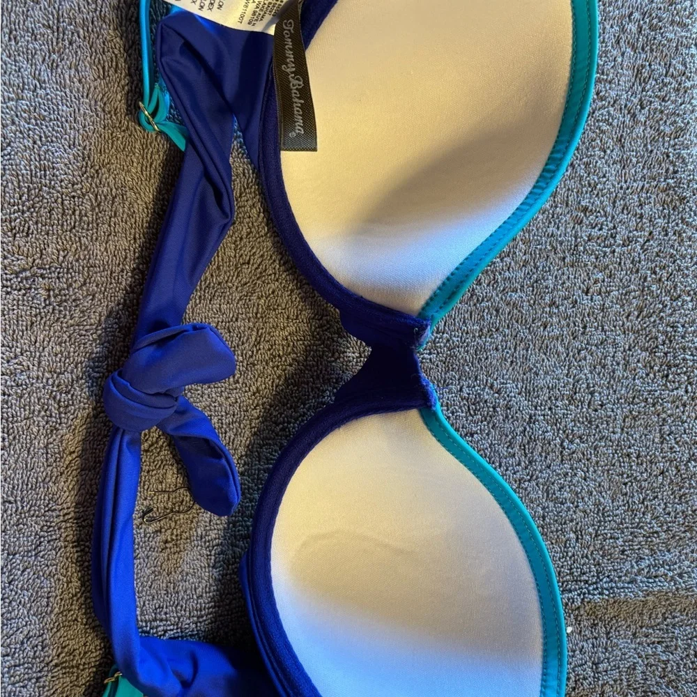 Tommy Bahama 2 Piece Blue‎ Colorblock Bikini Set-32C Lined Top/XS Hipster Bottom